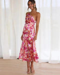 Kathy™ | Women’s Maxi Dress with Asymmetrical Cut and Floral Pattern